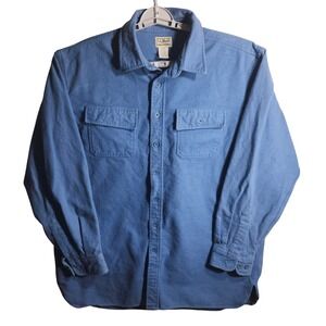 LLBean Mens Flannel Shirt Blue XL Tall Traditional HEAVYWEIGHT  Work Utility VTG